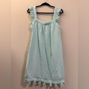 Vineyard Vines 100% Linen Tassel‎ Shift Mini Dress in Ocean Blue - S